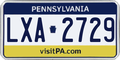 PA license plate LXA2729
