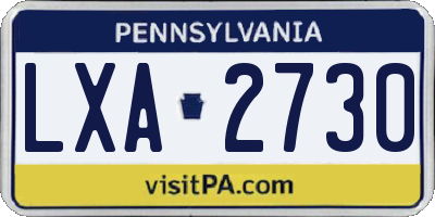 PA license plate LXA2730