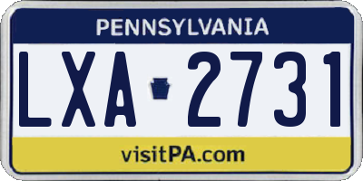 PA license plate LXA2731