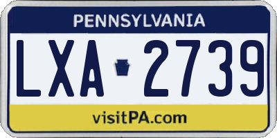 PA license plate LXA2739