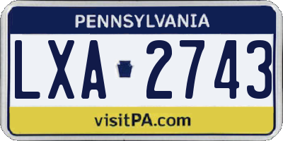 PA license plate LXA2743