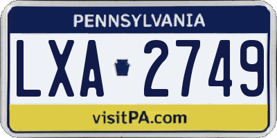PA license plate LXA2749