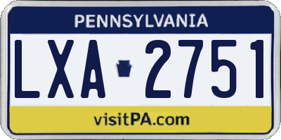 PA license plate LXA2751