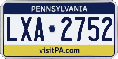 PA license plate LXA2752