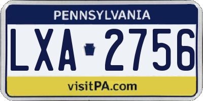 PA license plate LXA2756