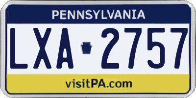 PA license plate LXA2757