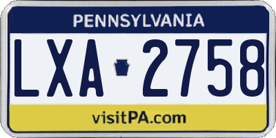 PA license plate LXA2758