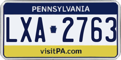 PA license plate LXA2763