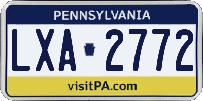 PA license plate LXA2772