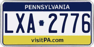 PA license plate LXA2776