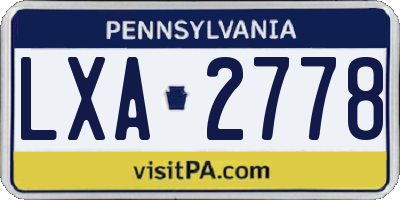 PA license plate LXA2778