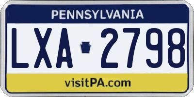 PA license plate LXA2798