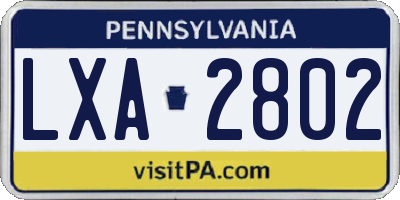 PA license plate LXA2802
