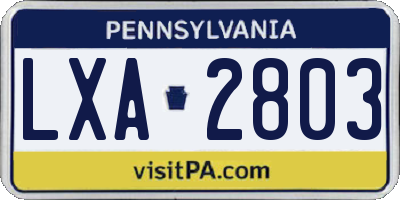 PA license plate LXA2803