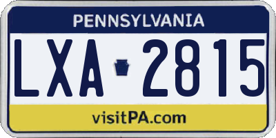 PA license plate LXA2815