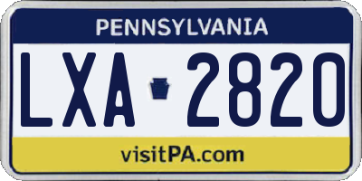 PA license plate LXA2820