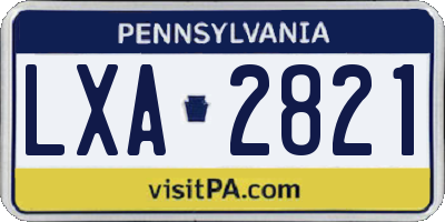 PA license plate LXA2821