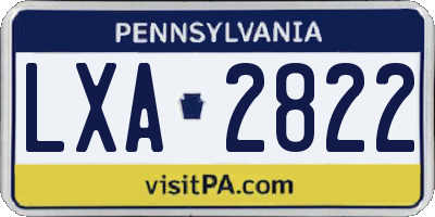 PA license plate LXA2822