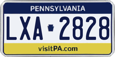 PA license plate LXA2828