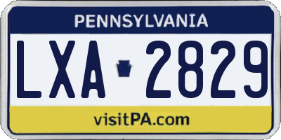 PA license plate LXA2829