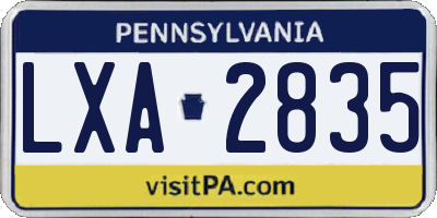 PA license plate LXA2835