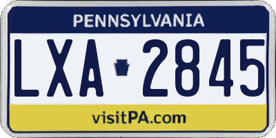 PA license plate LXA2845