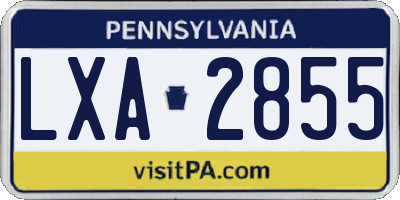 PA license plate LXA2855