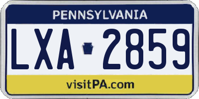 PA license plate LXA2859