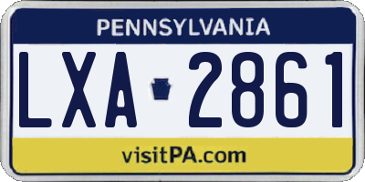 PA license plate LXA2861