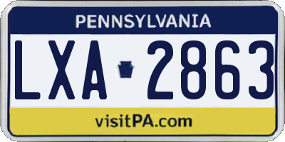 PA license plate LXA2863