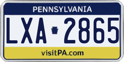 PA license plate LXA2865