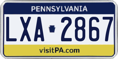 PA license plate LXA2867