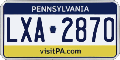 PA license plate LXA2870