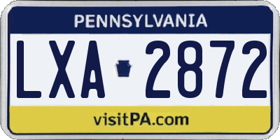 PA license plate LXA2872