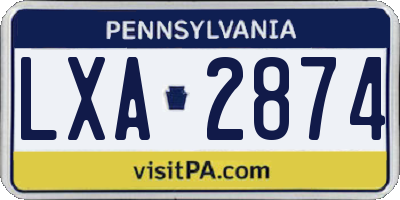 PA license plate LXA2874