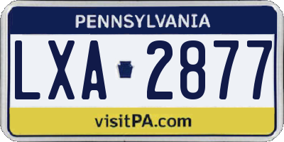 PA license plate LXA2877