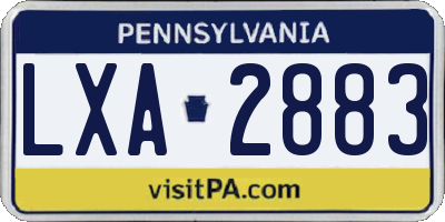 PA license plate LXA2883