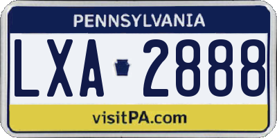 PA license plate LXA2888