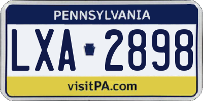 PA license plate LXA2898