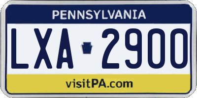 PA license plate LXA2900