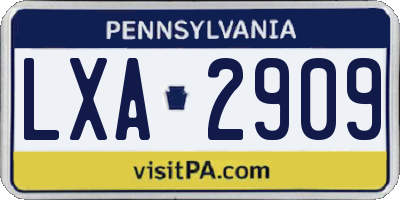 PA license plate LXA2909