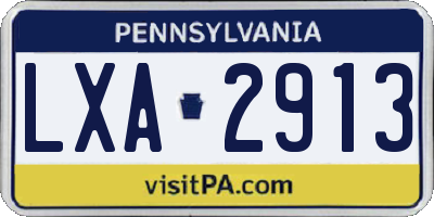 PA license plate LXA2913