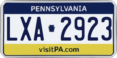 PA license plate LXA2923