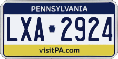 PA license plate LXA2924