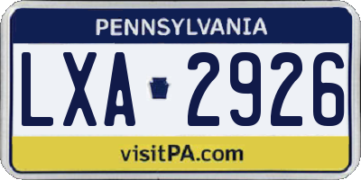 PA license plate LXA2926