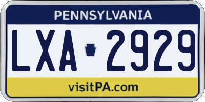 PA license plate LXA2929