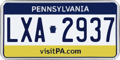 PA license plate LXA2937