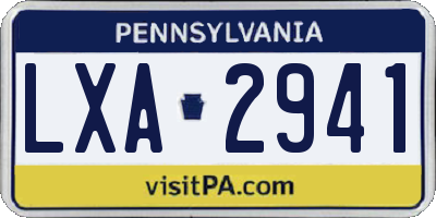 PA license plate LXA2941