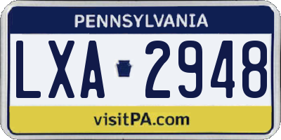 PA license plate LXA2948