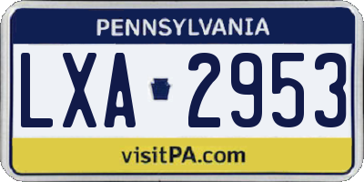 PA license plate LXA2953